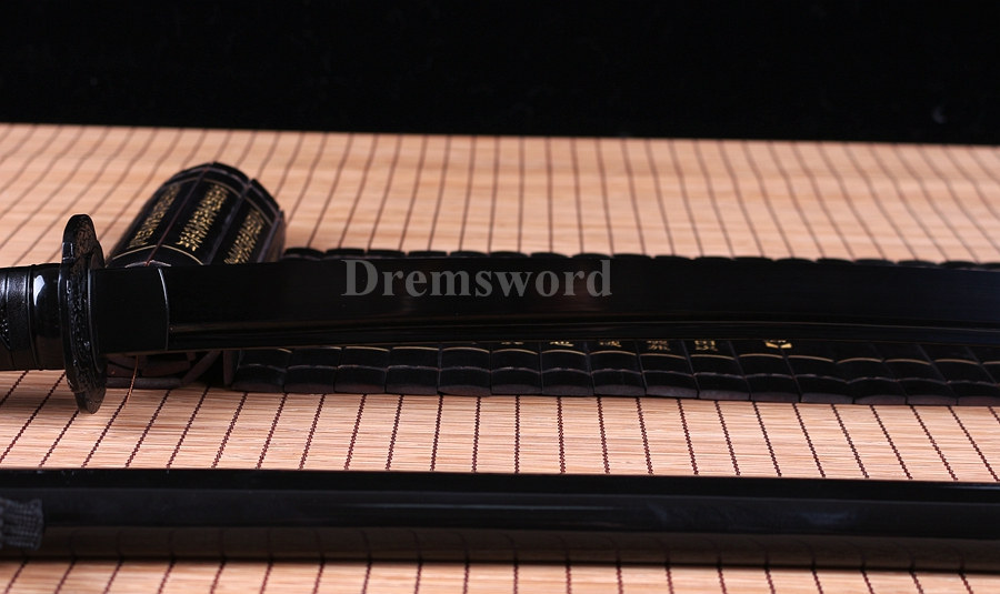 handmade japanese samurai Katana sword black carbon steel full tang sharp blade