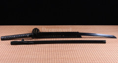handmade japanese samurai Katana sword black 1060 carbon steel full tang sharp blade Shinogi-Zukuri Black Blade