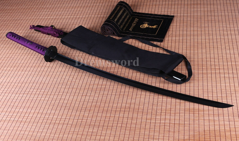 hand forged carbon steel black sharp blade real japanese samurai Katana sword.