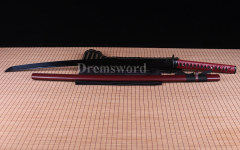 Japanese Katana Samurai Red Sword Full Tang Black 1060 high carbon Steel Sharp Black Blade Shinogi-Zukuri