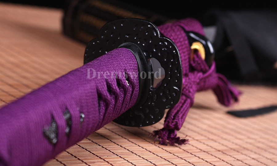hand forged carbon steel black sharp blade real japanese samurai Katana sword.