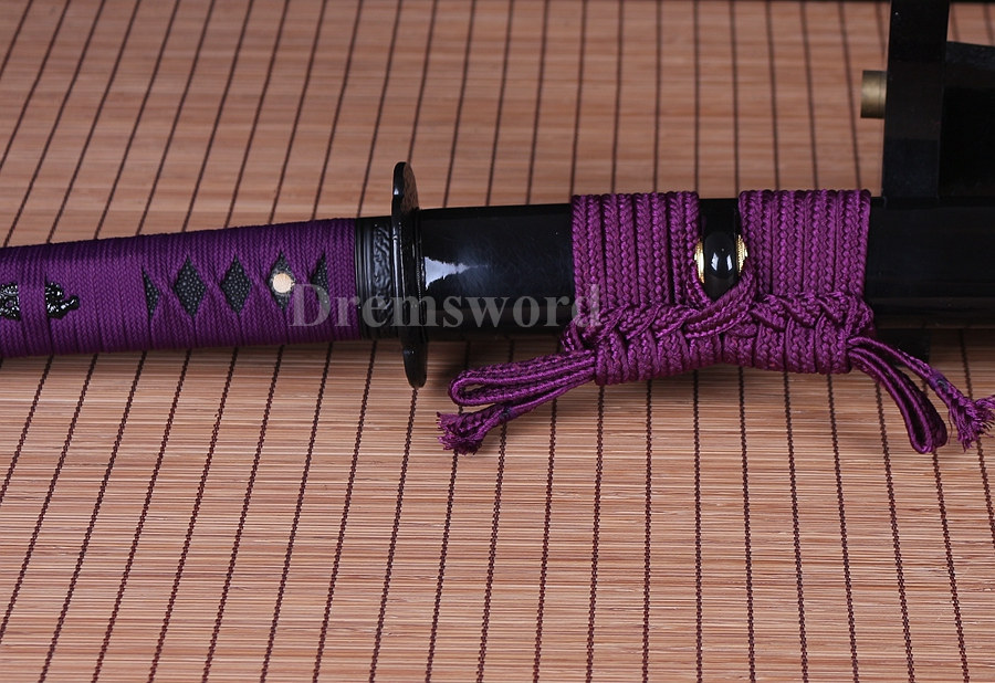 hand forged carbon steel black sharp blade real japanese samurai Katana sword.