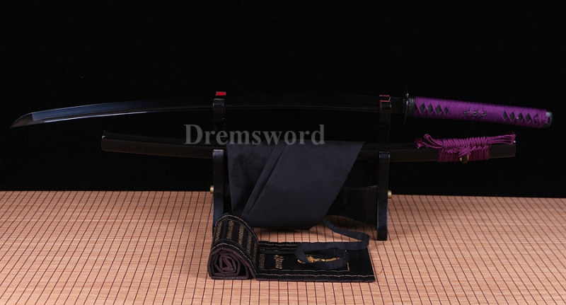 hand forged carbon steel black sharp blade real japanese samurai Katana sword.