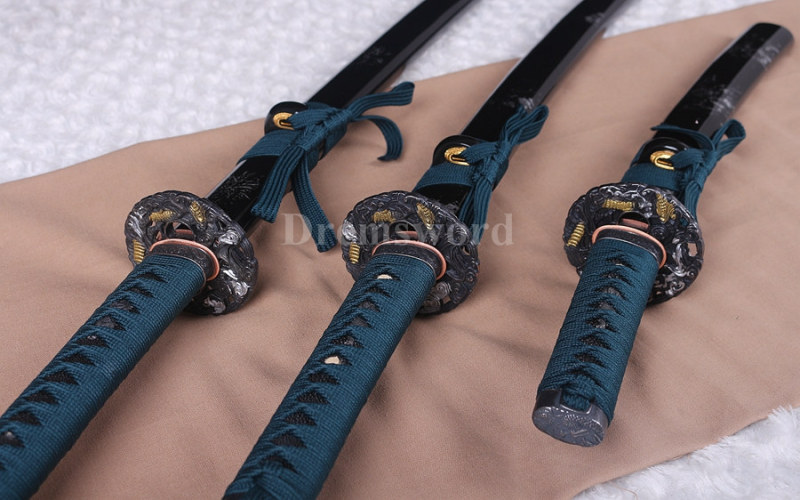 Japanese Sword Set Katana+Wakizashi+Tanto 1060 carbon steel blades