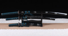 Japanese Sword Set Katana+Wakizashi+Tanto Daisho 9260 springn steel blades Shinogi-Zukuri black