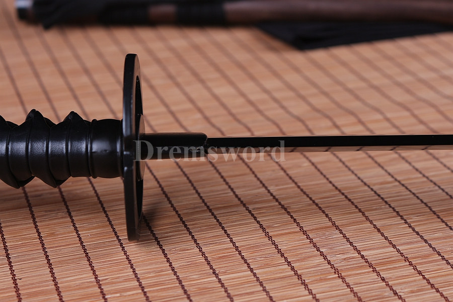 hand forged black 1060 sharp blade real japanese samurai Katana sword no bohi.