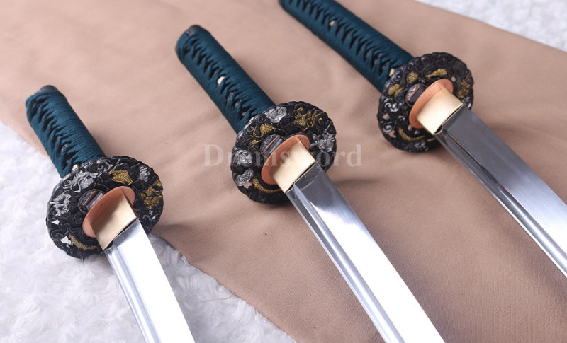 Japanese Sword Set Katana+Wakizashi+Tanto 1060 carbon steel blades