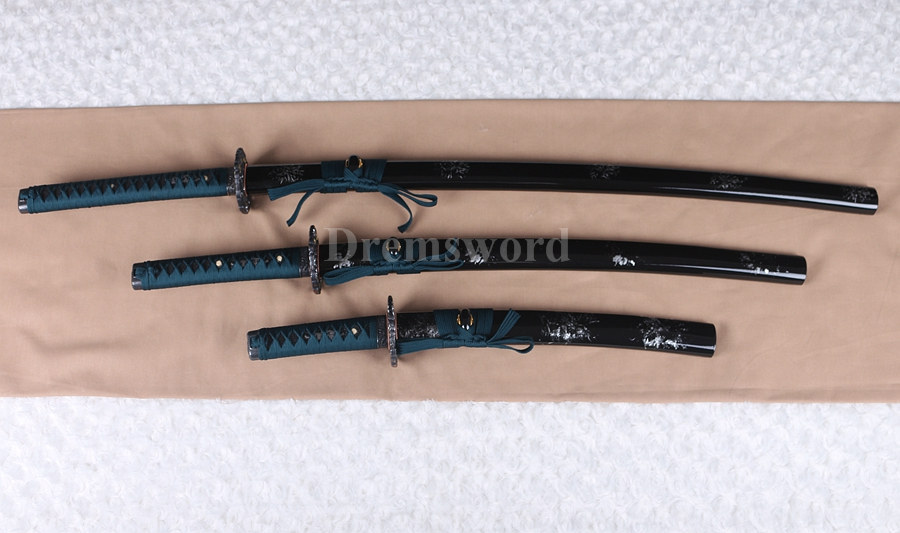 Japanese Sword Set Katana+Wakizashi+Tanto 1060 carbon steel blades