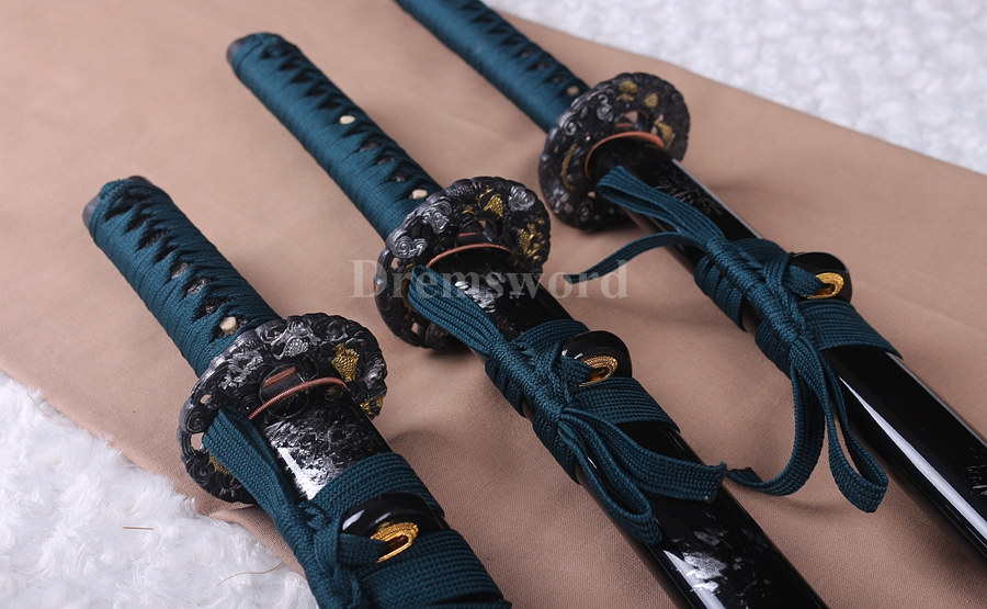Japanese Sword Set Katana+Wakizashi+Tanto 1060 carbon steel blades