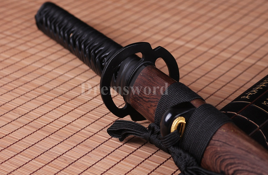 hand forged black 1060 sharp blade real japanese samurai Katana sword no bohi.
