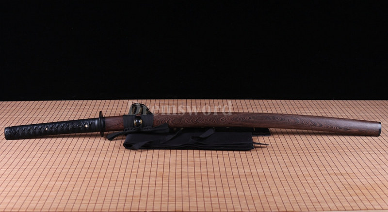 hand forged black 1060 sharp blade real japanese samurai Katana sword no bohi.