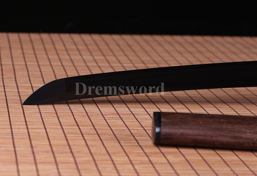 hand forged black 1060 sharp blade real japanese samurai Katana sword no bohi.