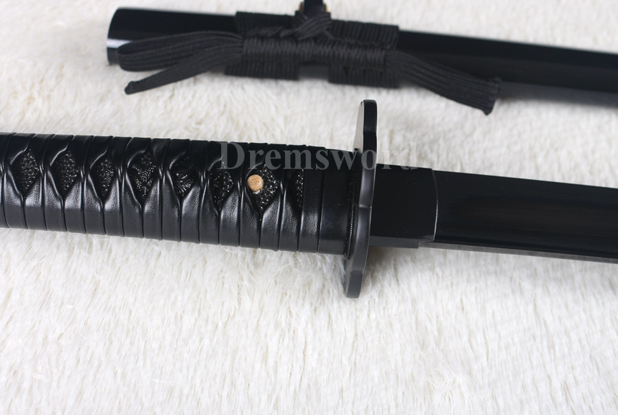 Battle ready black high carbon steel japanese Katana sword full tang sharp blade
