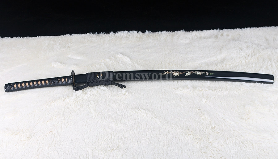 handmade Katana samurai sword battle ready damascus folded steel japanese real shell saya