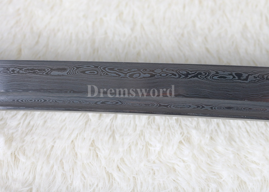 handmade Katana samurai sword battle ready damascus folded steel japanese real shell saya