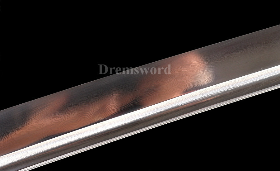 hand forge damascus folded steel japanese samurai real sword katana copper tsuba