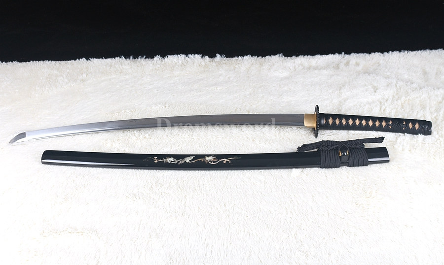 handmade Katana samurai sword battle ready damascus folded steel japanese real shell saya