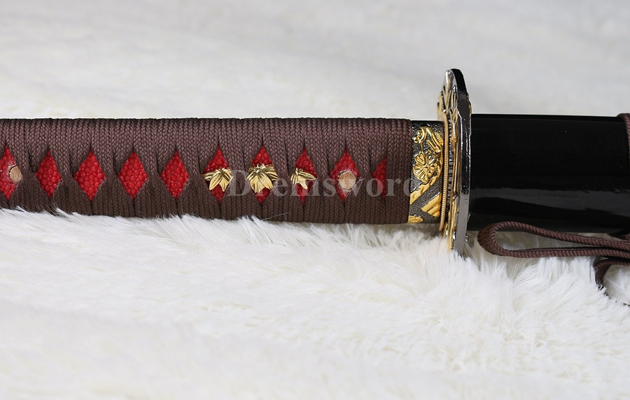hand forge red folded steel full tang blade japanese Katana samurai real sword.