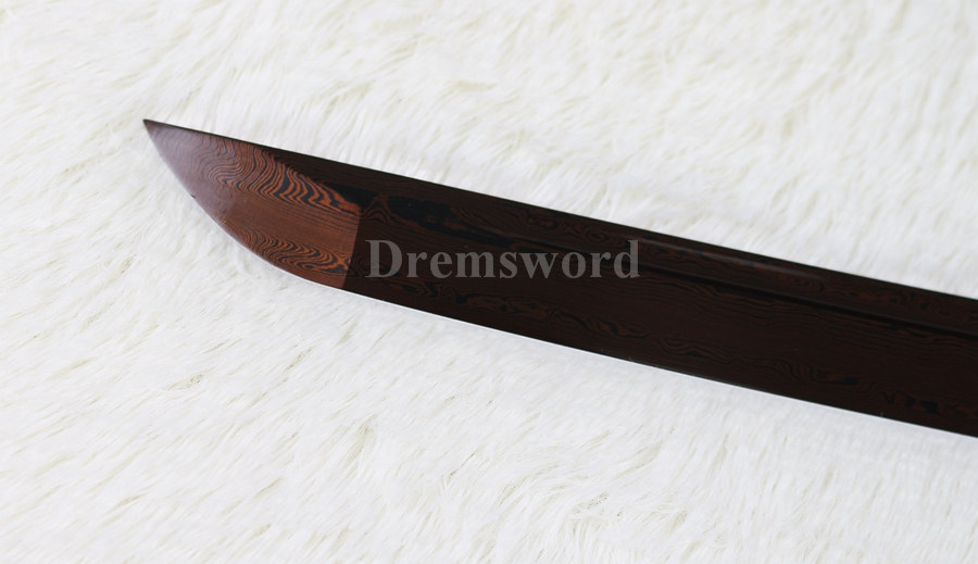 hand forge red folded steel full tang blade japanese Katana samurai real sword.