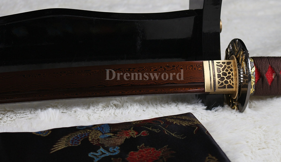hand forge red folded steel full tang blade japanese Katana samurai real sword.