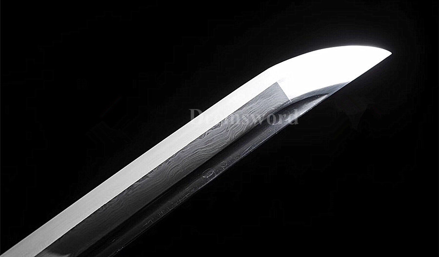 hand forged damascus folded steel japanese samurai sword katana abrasive SUGUHA hamon