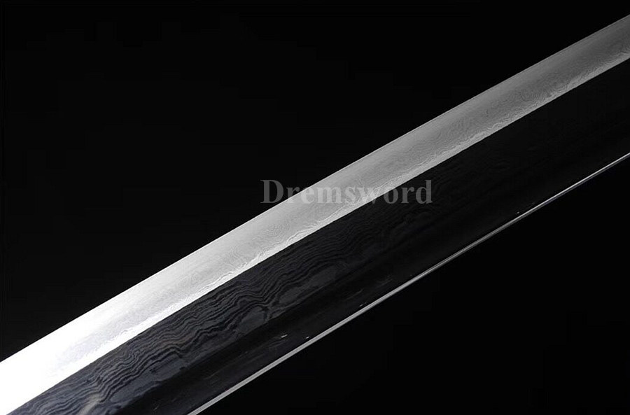 hand forged damascus folded steel japanese samurai sword katana abrasive SUGUHA hamon