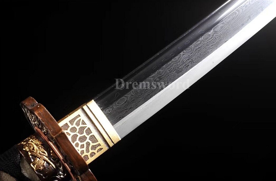 hand forged damascus folded steel japanese samurai sword katana abrasive SUGUHA hamon