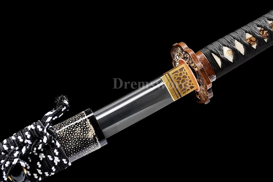 hand forged damascus folded steel japanese samurai sword katana abrasive SUGUHA hamon