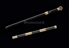 Black Hand forged laminated refined Top rare Damascus steel chinese 环首刀 sword hand engraved fittings battle ready Kiriha-Zukuri