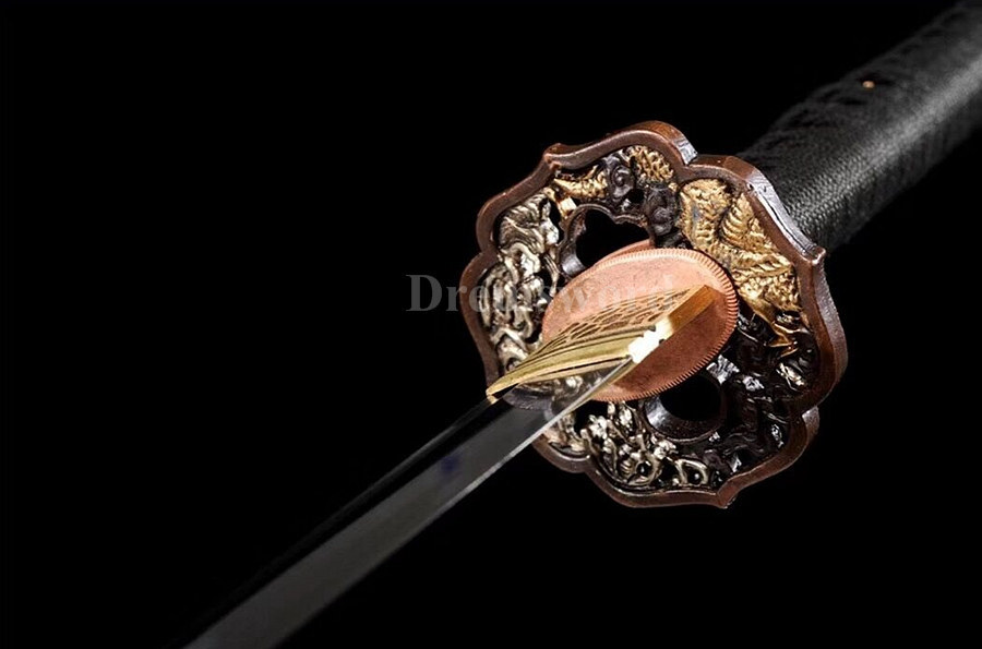 hand forged damascus folded steel japanese samurai sword katana abrasive SUGUHA hamon