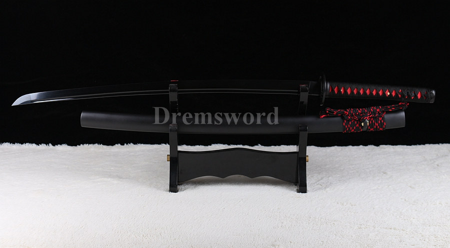 Hand forged Black Folded Steel Blade Japanese Samurai katana Sword Full Tang Damascus Sharp.