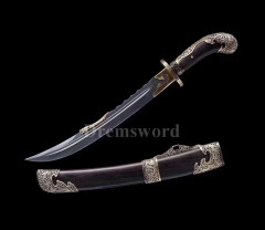 Hand forged folded steel Chinese Mongolian sword Brass fittings sharp blade Kiriha-Zukuri Brown