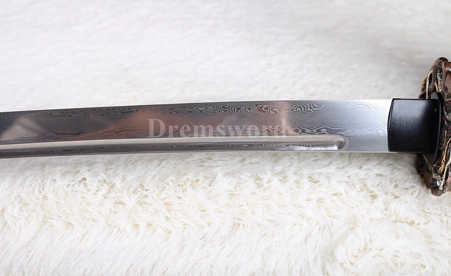 Full tang hand forged damascus folded steel japanese samurai sword katana handmade bohi.