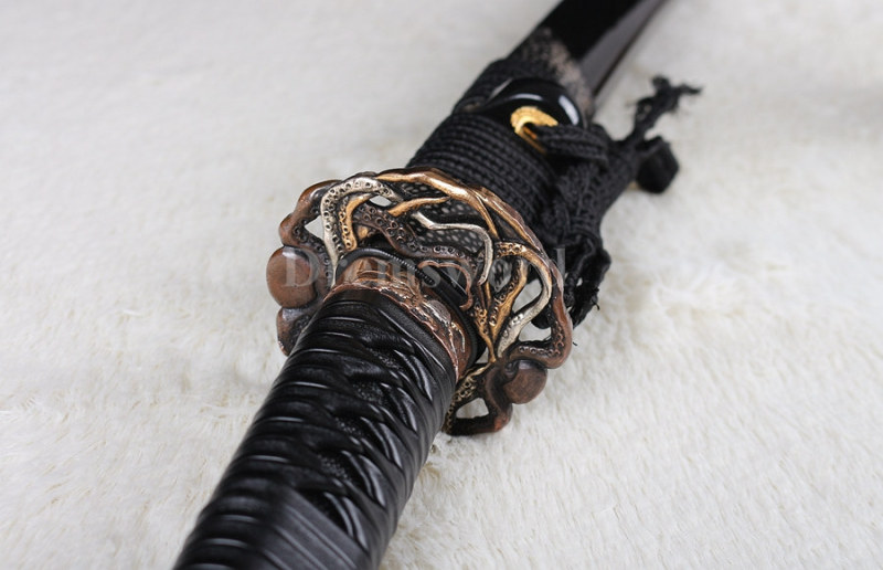 Full tang hand forged damascus folded steel japanese samurai sword katana handmade bohi.