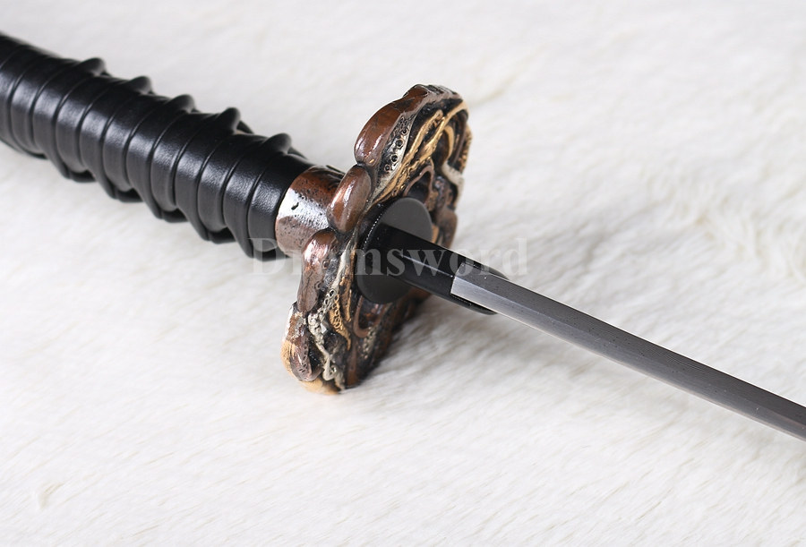 Full tang hand forged damascus folded steel japanese samurai sword katana handmade bohi.