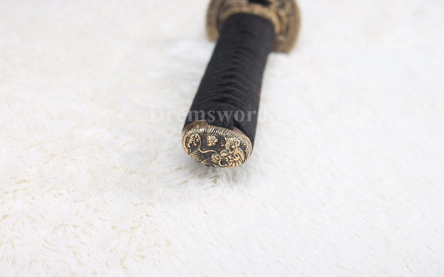 Damascus folded steel japanese samurai sword katana abrasive hamon full tang razor sharp.