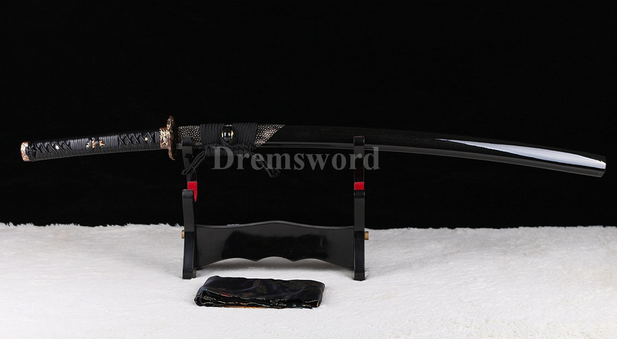 Full tang hand forged damascus folded steel japanese samurai sword katana handmade bohi.
