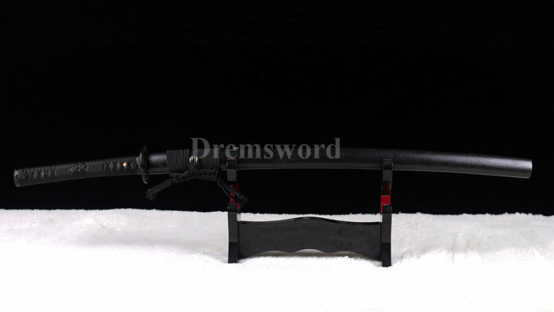 Damascus black Folded Steel Blade Japanese Samurai katana Sword Full Tang battle ready Sharp.
