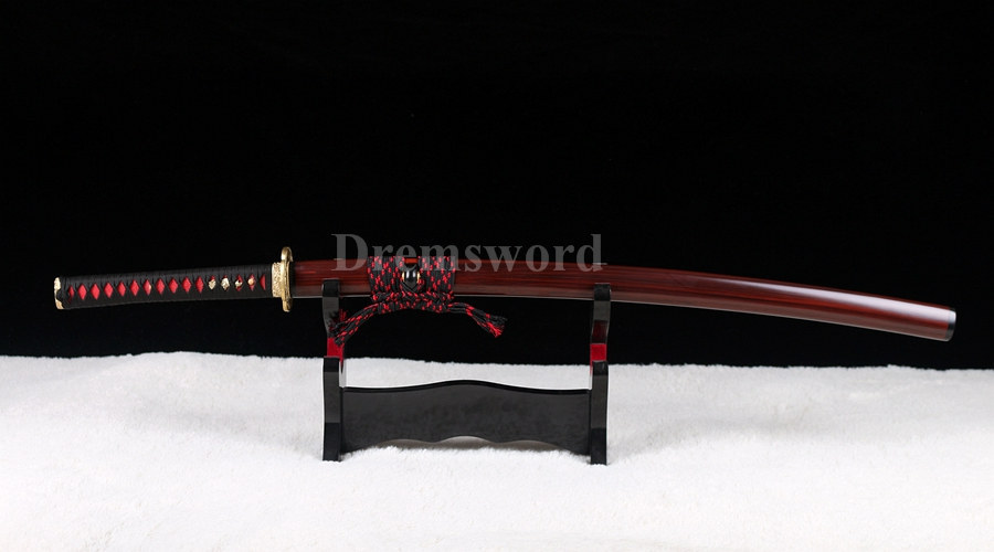 Fully handmade laminated damascus folded steel  japanese samurai sword katana full tang sharp blade.