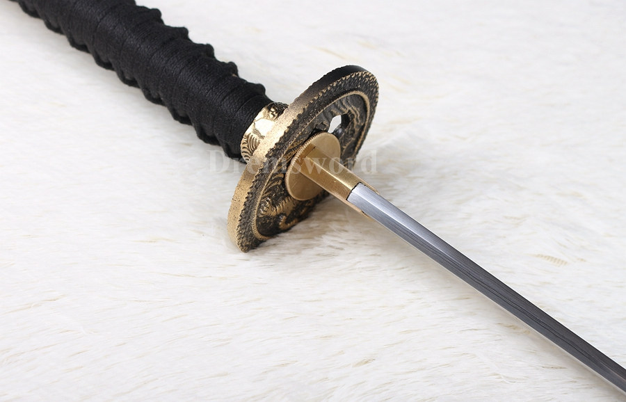 Damascus folded steel japanese samurai sword katana abrasive hamon full tang razor sharp.
