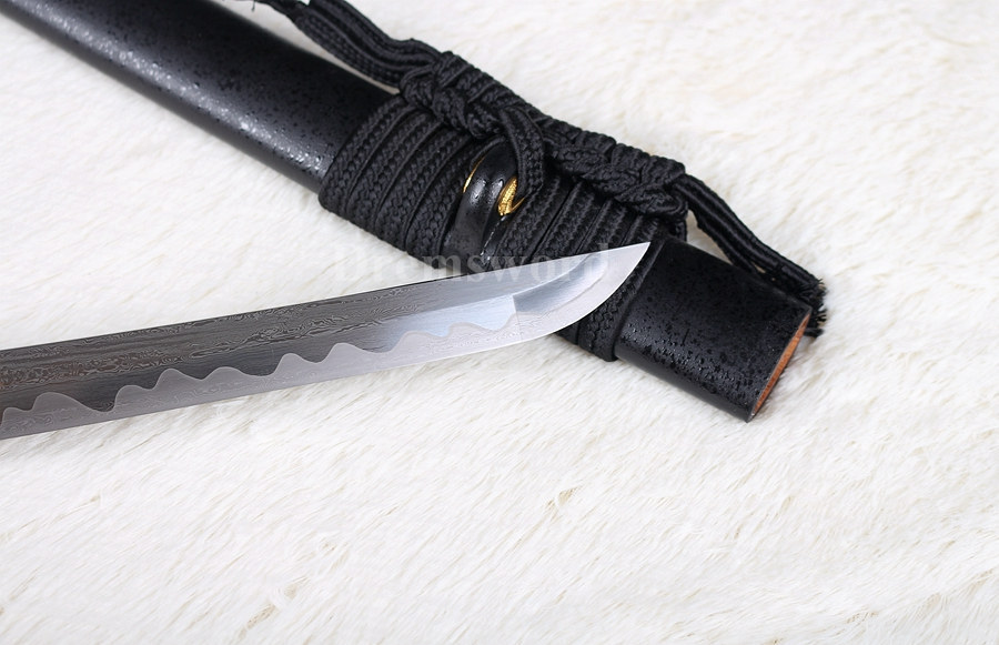 Damascus folded steel japanese samurai sword katana abrasive hamon full tang razor sharp.
