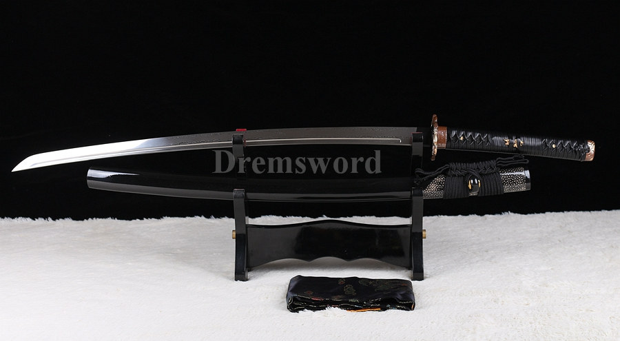 Full tang hand forged damascus folded steel japanese samurai sword katana handmade bohi.