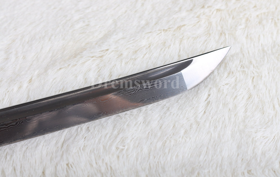Full tang hand forged damascus folded steel japanese samurai sword katana handmade bohi.