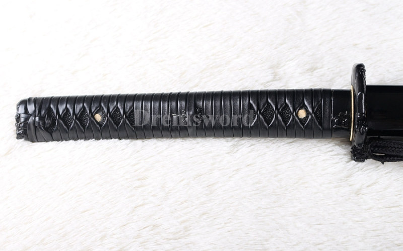 Handmade black damascus folded steel japanese samurai katana sword full tang sharp.