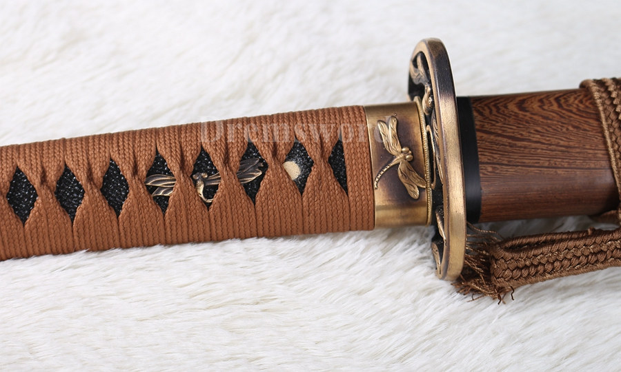 Battle ready handmade Japanese katana samurai sword damascus folded steel full tang rosewood saya.
