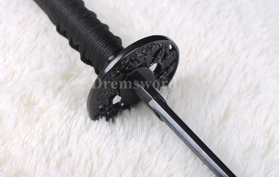 Damascus black Folded Steel Blade Japanese Samurai katana Sword Full Tang battle ready Sharp.