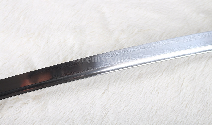 Battle ready handmade Japanese katana samurai sword damascus folded steel full tang rosewood saya.