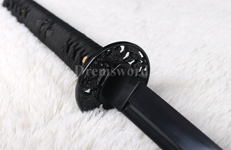 Damascus black Folded Steel Blade Japanese Samurai katana Sword Full Tang battle ready Sharp.