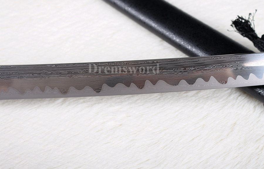Damascus folded steel japanese samurai sword katana abrasive hamon full tang razor sharp.
