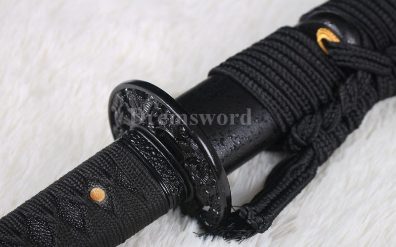 Damascus black Folded Steel Blade Japanese Samurai katana Sword Full Tang battle ready Sharp.